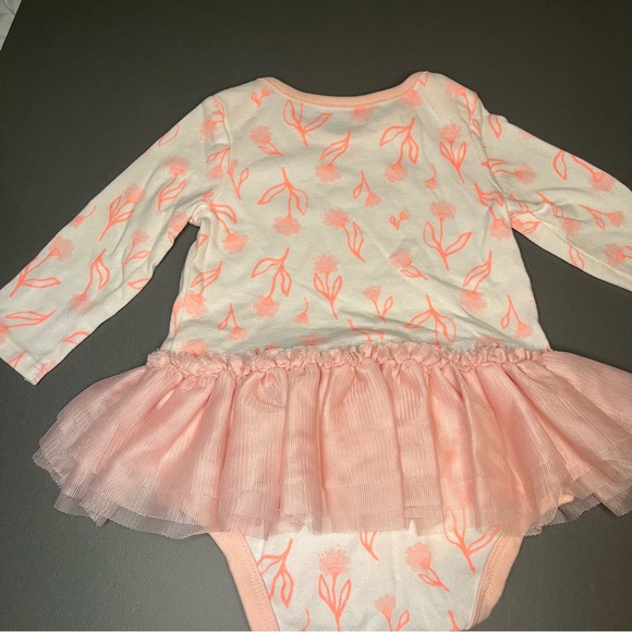 Cat & Jack 3-6 Months Long Sleeve Floral Print Tutu Shirt Bodysuit White Pink - Picture 6 of 9